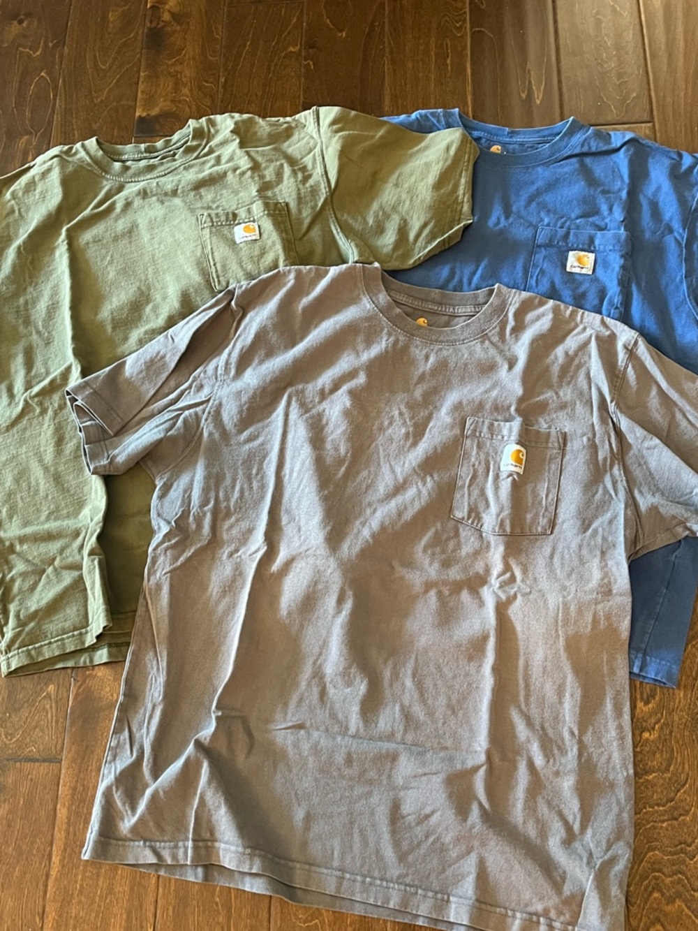 Carhartt Pocket Tee Set in Olive, Blue, Gray BUNDLE - Picture 2 of 6